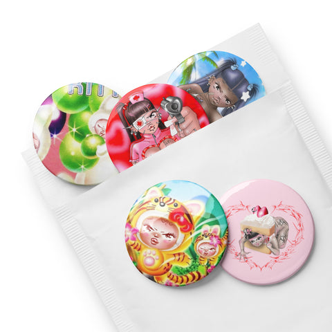 Set of pin buttons