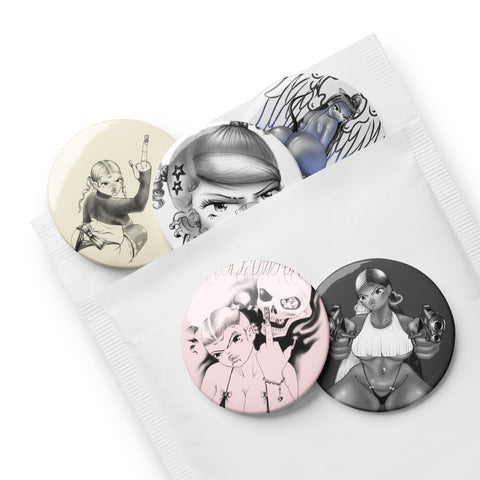 Set of pin buttons