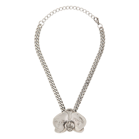 Dichotomy Orchid Silver Necklace