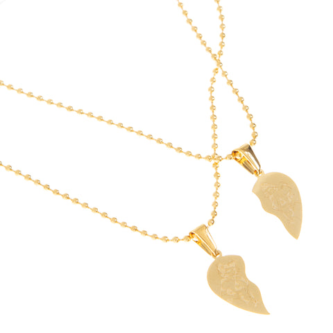 BFF Heart Necklace Angel Devil - Gold
