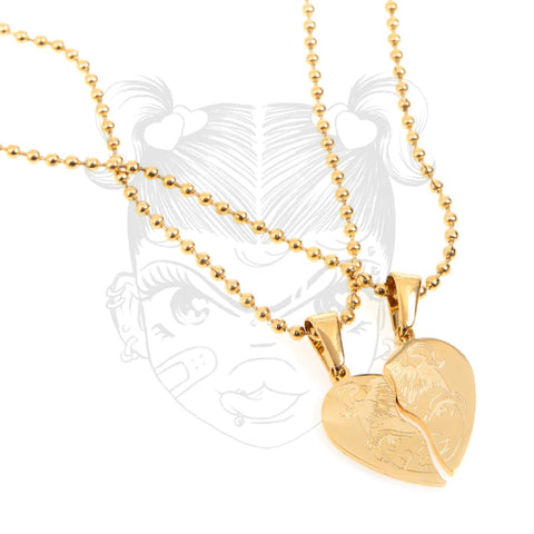BFF Heart Necklace Big Head - Gold