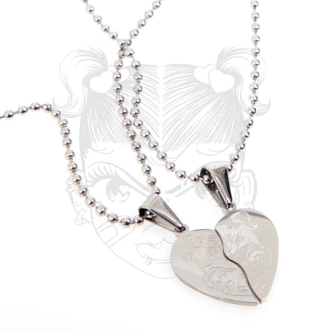 BFF Heart Necklace Big Head - Silver